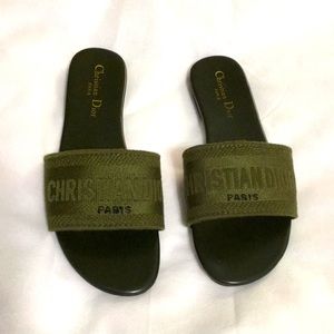 Green olive slippers